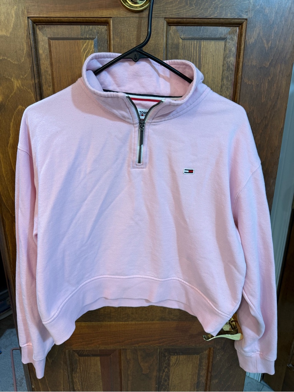 Tommy Hilfiger Light Pink Quarter-Zip Pullover Sweatshirt